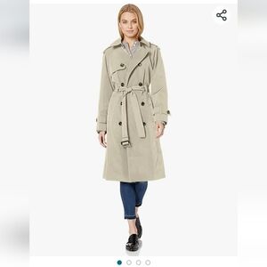 London Fog Women’s Double Breasted Trench Coat Belted Classic Beige